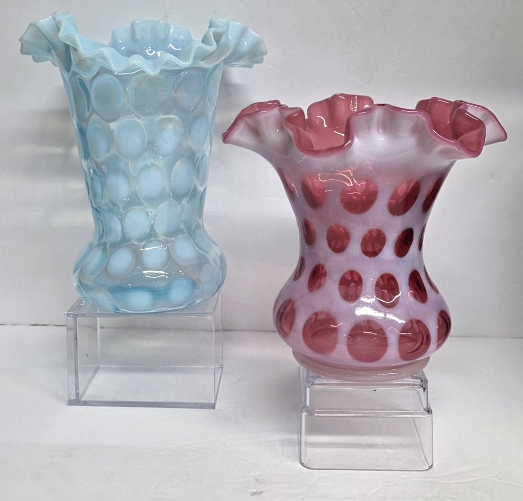 Pr. Vintage Fenton Opalescent Coin Dot Vases (1 of 17)