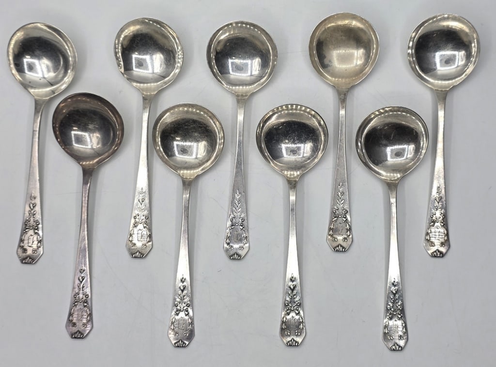 9 Sterling Silver Soup Spoons - 6.035oz TW (1 of 4)