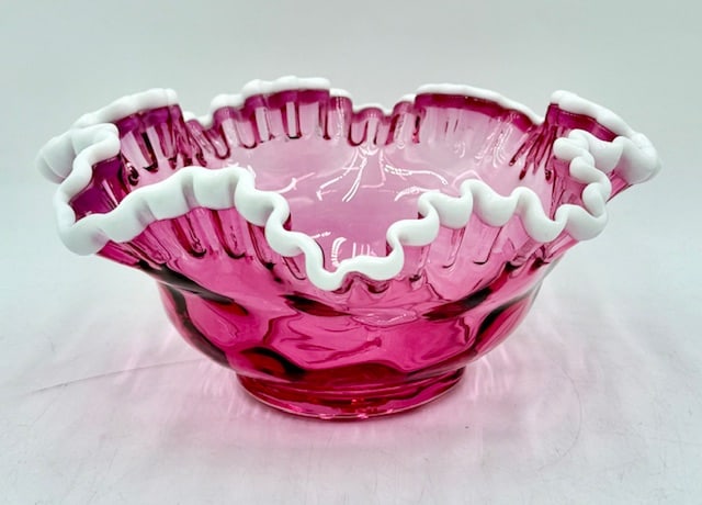Beautiful Fenton Cranberry Snow Crest Bowl (1 of 12)