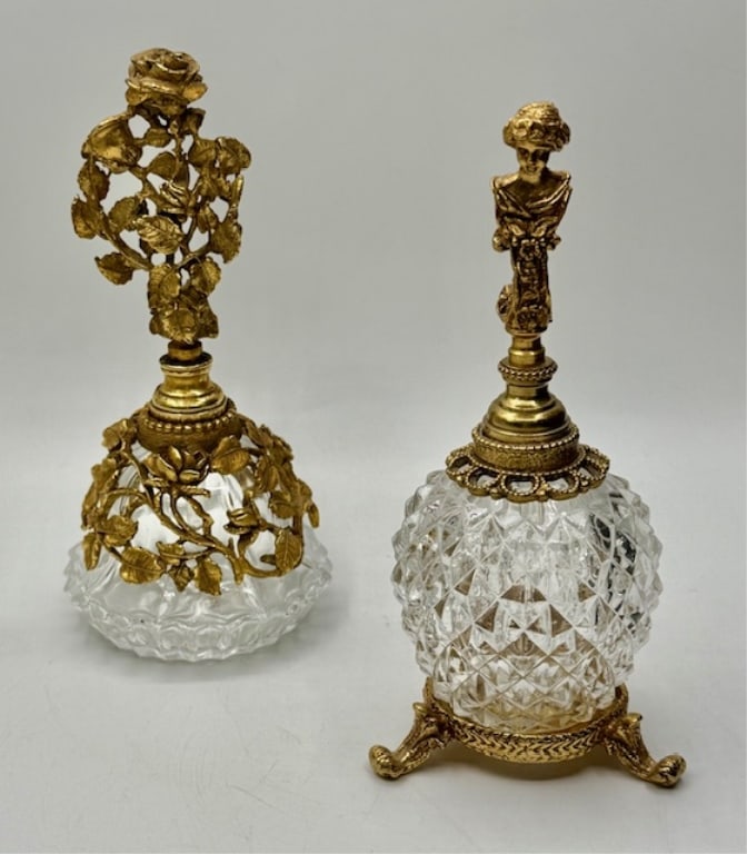 Pr. Matson Style Crystal & Brass Perfume Bottles (1 of 20)