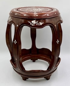 MOP Inlaid Chinese Rosewood Drum Stool