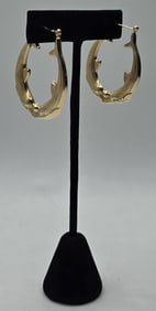 Pair of 14k Double Dolphin Hoop Earrings - 6.07g