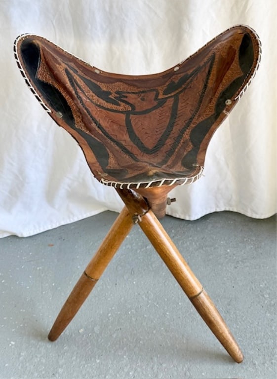 Vintage Mexican Handcrafted Leather Tripod Stool (1 of 14)