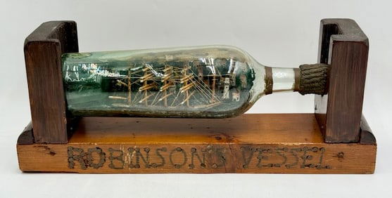 Vintage Handcrafted Ship in a Bottle