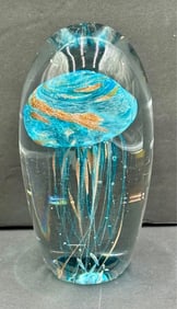 Jellyfish Art Glass Hand Blown Paperweight