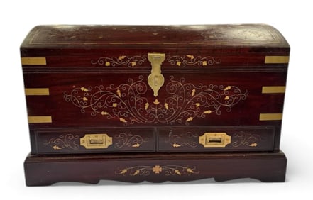 Handcrafted Brass Inlaid Indian Jewelry Box Chest