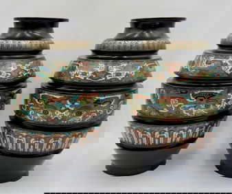 Pair Vintage Japanese Champleve Vases