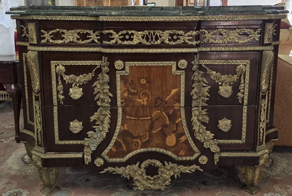 Antique Louis XV Style Marble Top Commode (1 of 8)