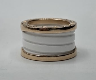 Bvlgari B-Zero1 18k Rose Gold Ceramic Ring - 9.2g