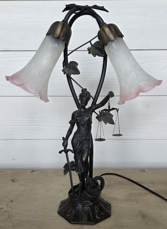 A. Mayer Lady Justice Bronze Table Lamp (1 of 5)