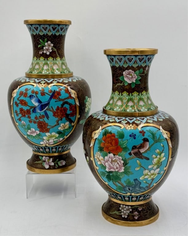 Pr. Beautiful Vintage Chinese Cloisonne Vases (1 of 11)