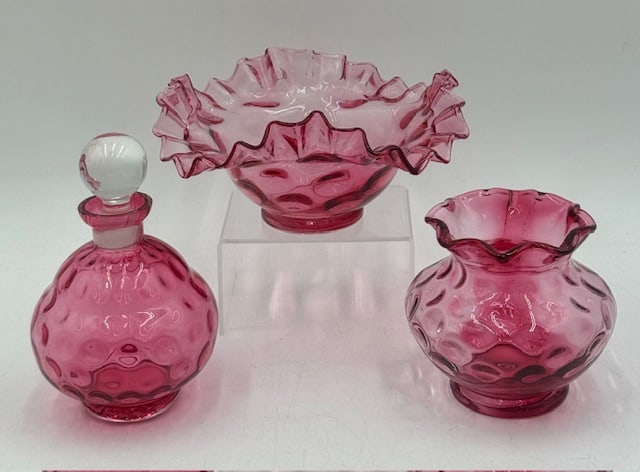 Vintage Cranberry Glass Coin Dot Collectibles (1 of 11)