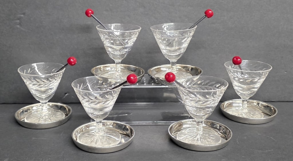 Vintage English Silver & Glass Martini Set (1 of 13)