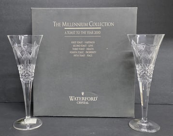 Pair of Waterford Crystal "Peace" Toasting Flutes