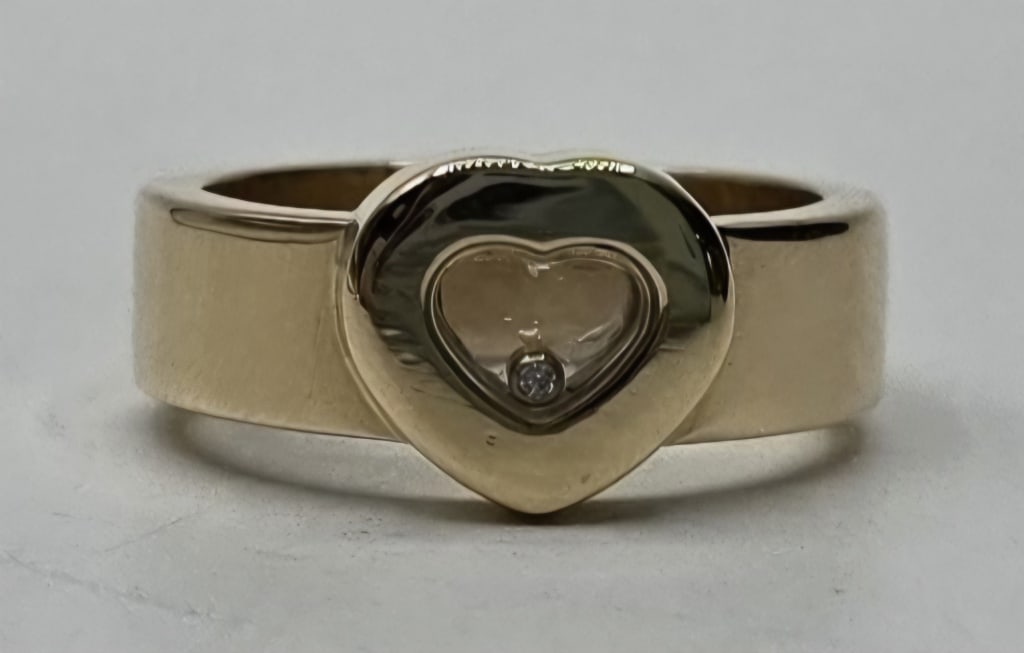 18k Gold Floating Diamond Heart Ring - 12.3g (1 of 6)