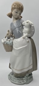 Retired Lladro "Girl w. Lamb" Porcelain Figure