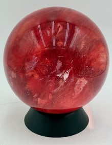 Large Red Smelt Quartz Crystal Ball