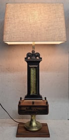 Vintage Walnut Wood & Brass Steamboat Lamp