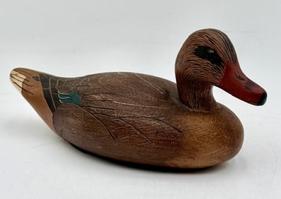 Artist Signed Wooden Mallard Hen Duck Decoy