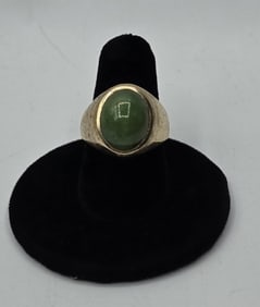 Men's 14kt Gold Nephrite Ring - 10.3g TW