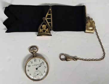 1904 Elgin Gold Filled Pocket Watch & Fob