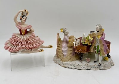 Pair Vintage Dresden Porcelain Figurines