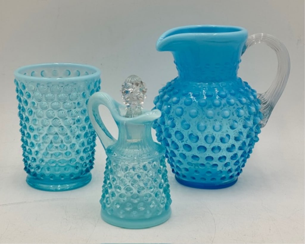 Fenton Style Blue Hobnail Glass Collectibles (1 of 13)