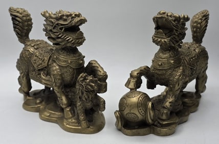 Pair Of Brass Foo Dogs