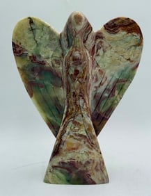 Beautiful Hand Carved Moss Agate Angel Figure