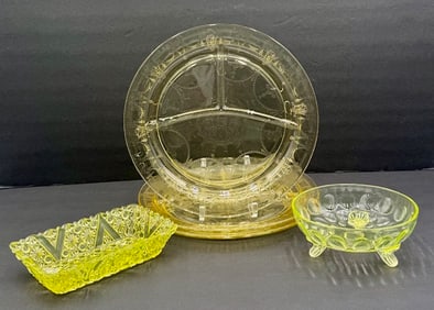 5pc Vintage Uranium Glass Collectibles