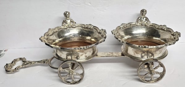 Victorian Silverplated Double Condiment Trolley