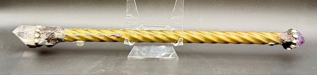 24" Handcrafted Twisted Brass & Crystal Wand