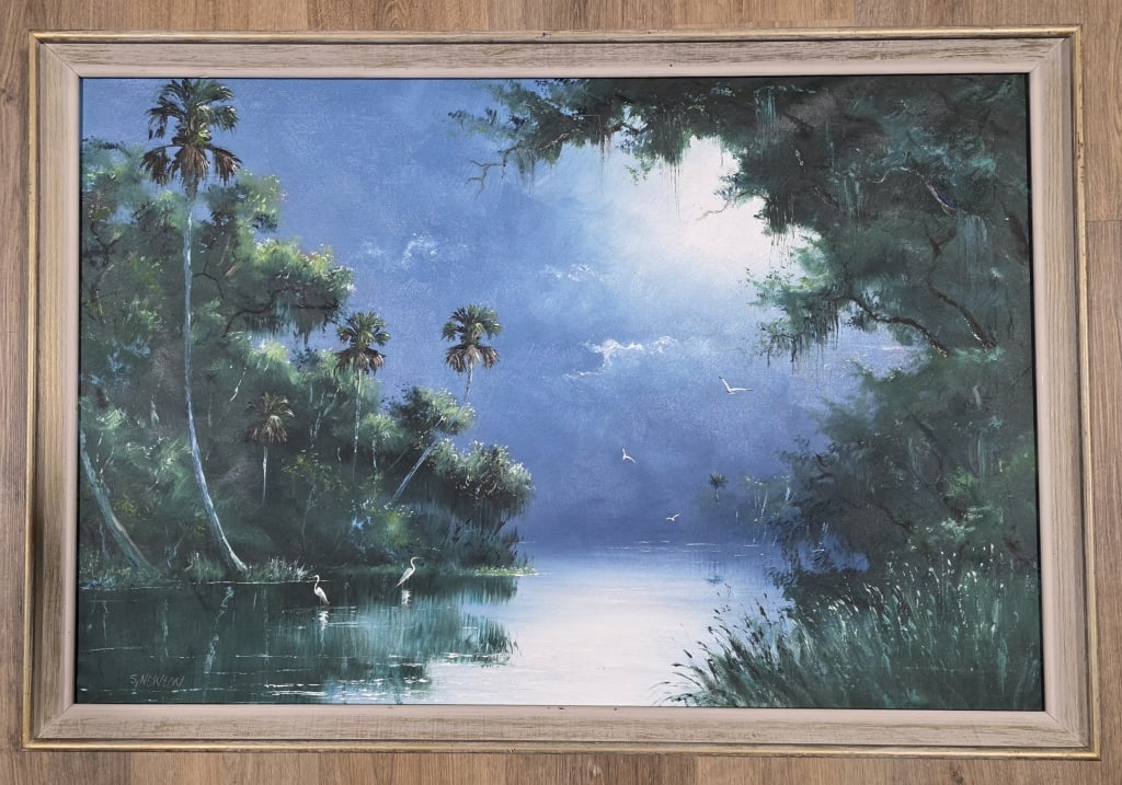 Signed Highwaymen Sam Newton 'Moonlit River' (1 of 6)