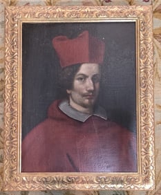 Antique Framed Portrait of Cardinal Oil on Board