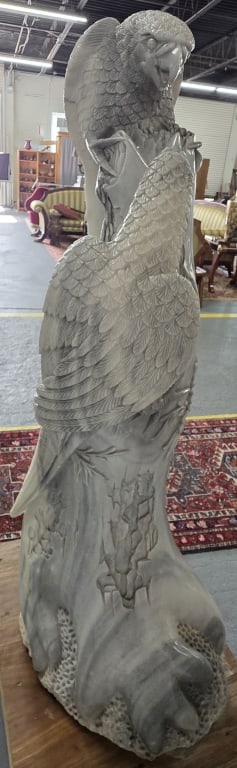 Stunning Solid Marble? Bald Eagles Sculpture - 4