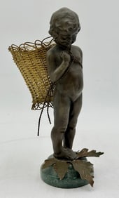 Petite Choses Cherub With Basket Statue