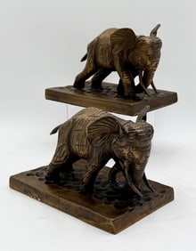 Pair of Cast Metal Elephant Bookends
