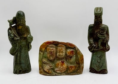3pc Collection of Chinese Carved Soapstone Figures