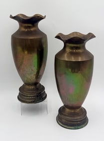 Pair WW2 Trench Art Vases