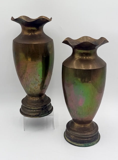 Pair WW2 Trench Art Vases (1 of 12)