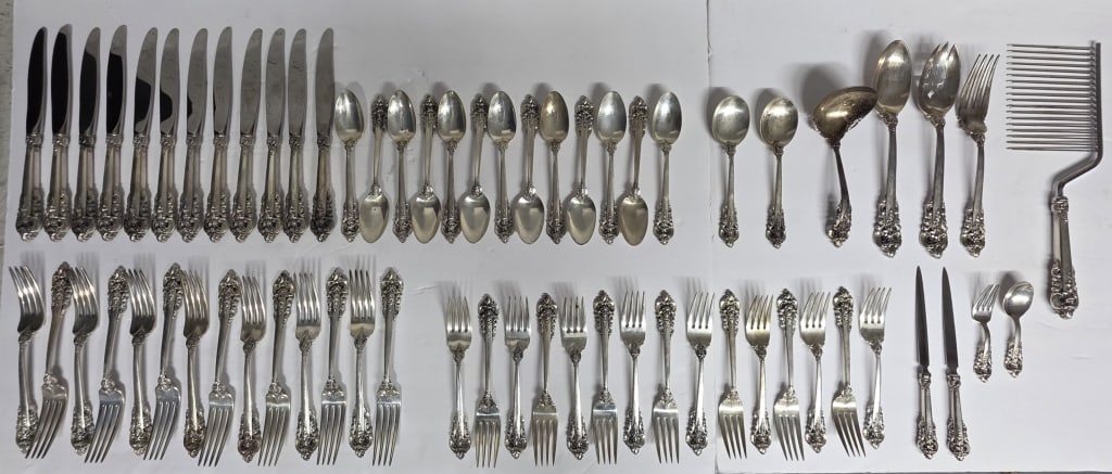 Wallace Sterling Silver Flatware Set - 98oz TW - 2