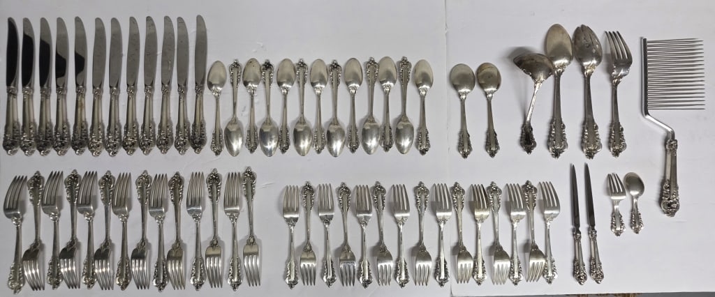 Wallace Sterling Silver Flatware Set - 98oz TW - 9