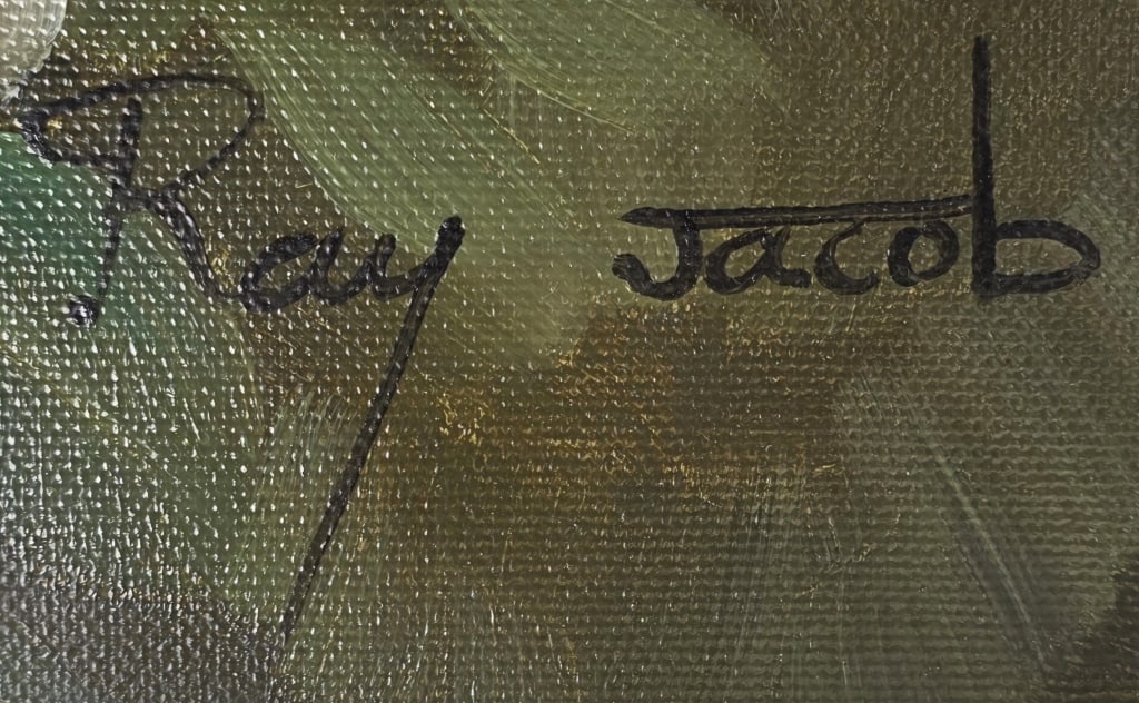 Ray Jacobs Framed Parrots Oil on Canvas - 4