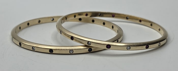 Pair of Vintage 14k Bangle Bracelets - 47g TW
