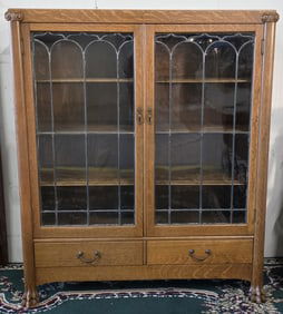 Vintage Double Door Glass Front Cabinet