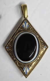 Antique 18k Victorian Mourning Pendant 18g TW