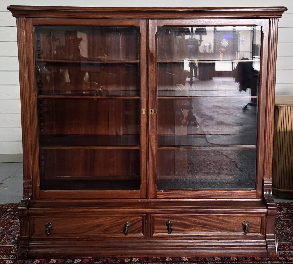 Vintage Eastlake Style Step Back Double Bookcase (1 of 7)