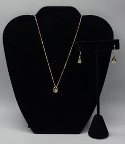 14k Diamond Necklace & Earring Set 6.78g TW