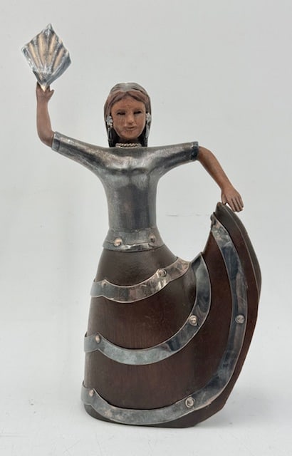 Handmade Sterling & Mahogany Peruvian Dancer