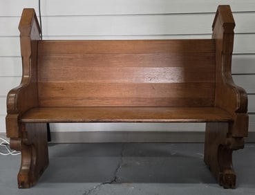 Vintage Solid Oak Church Pew Bench